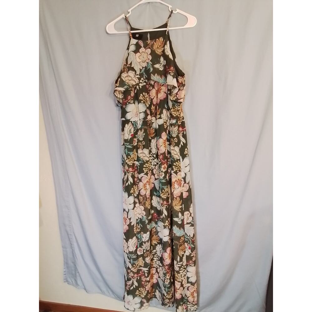 Iz Byer Green Summer Floral Maxi Dress - Picture 3 of 7